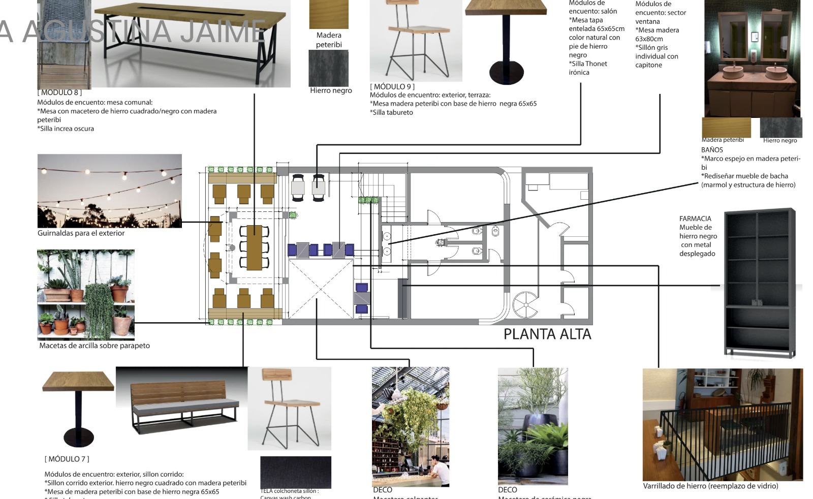 Planta Alta, upper floor layout with terrace and exterior modules